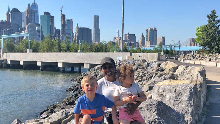 Image courtesy of Nasrene Nasrene with her former host kid Clayton and current host kid Lola in Brooklyn.