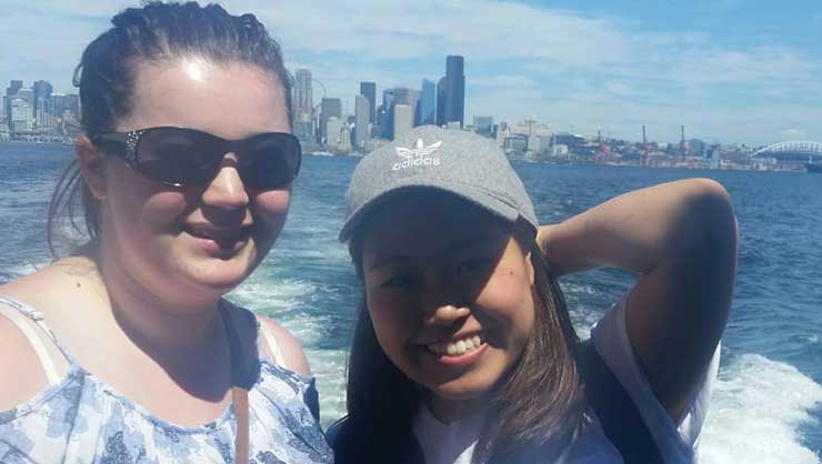 Image courtesy of Tauryn Beeman Seattle au pairs took a water taxi to the beach.