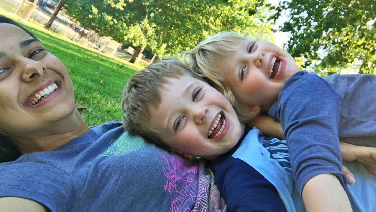 Image courtesy of the Burky Family Angel is able to channel the energy of her rambunctious host kids.