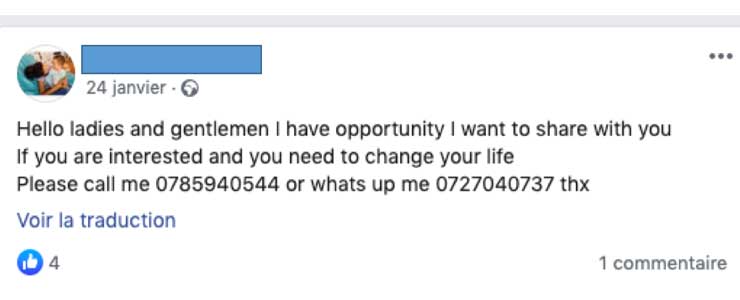 Image courtesy of InterExchange Here is an example of a scam on Facebook. Au pair agencies will provide an official website that you can contact them through.