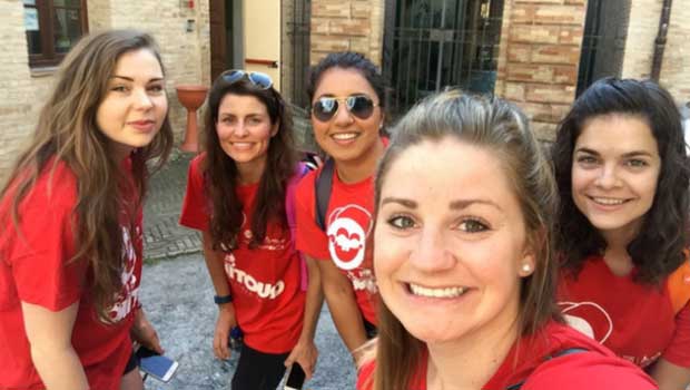 Photo courtesy of Tara B. Heading out to teach on our first day of English camp!