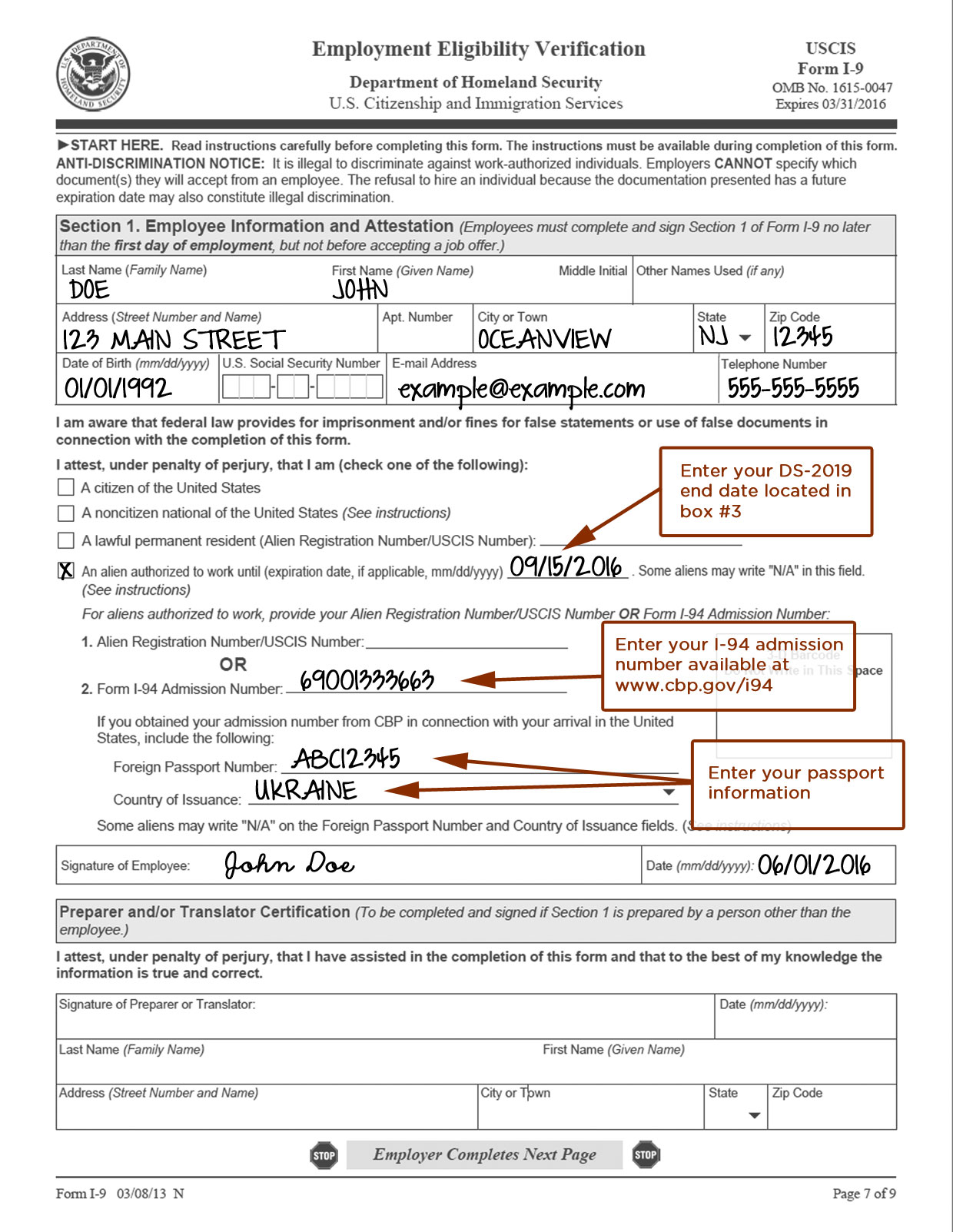 Employment Verification & Important Legal Documents · Work ...